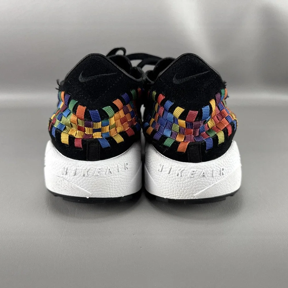 Nike Air Footscape Woven Black Rainbow Multi Color Streetwear Shoes Womens Sz 11